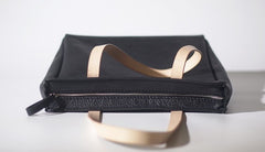 Handmade Black Leather Tote Purses Shoulder Bag Shopper Tote Bag for Women