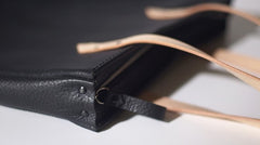 Handmade Black Leather Tote Purses Shoulder Bag Shopper Tote Bag for Women