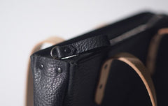 Handmade Black Leather Tote Purses Shoulder Bag Shopper Tote Bag for Women