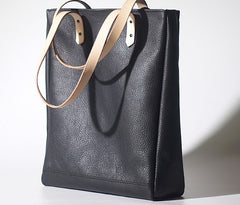 Handmade Black Leather Tote Purses Shoulder Bag Shopper Tote Bag for Women