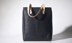 Handmade Black Leather Tote Purses Shoulder Bag Shopper Tote Bag for Women