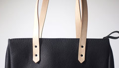 Handmade Black Leather Tote Purses Shoulder Bag Shopper Tote Bag for Women