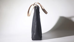Handmade Black Leather Tote Purses Shoulder Bag Shopper Tote Bag for Women
