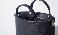Handmade Black Leather Womens Handbag Fashion Shoulder Bag for Women