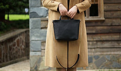 Handmade Black Leather Womens Handbag Fashion Shoulder Bag for Women