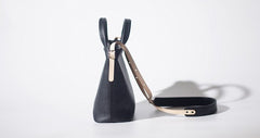Handmade Black Leather Womens Handbag Fashion Shoulder Bag for Women