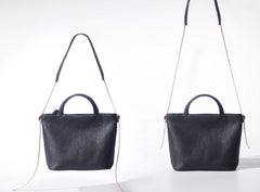 Handmade Black Leather Womens Handbag Fashion Shoulder Bag for Women