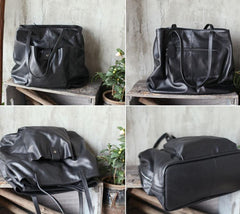 Leather Zip Top Tote Bag Womens Black Tote Bag - Annie Jewel