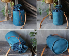 Cute Mini Blue Bucket Bag Drawstring Bucket Bag - Annie Jewel