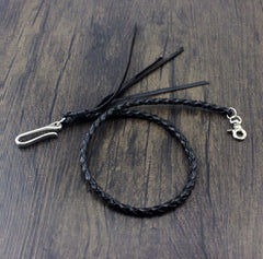 Handmade Braided Black Leather Cool Punk Rock Wallet Chain Biker Trucker Wallet Chain Trucker Wallet Chain for Men