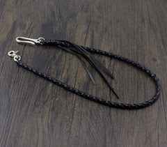 Handmade Braided Black Leather Cool Punk Rock Wallet Chain Biker Trucker Wallet Chain Trucker Wallet Chain for Men