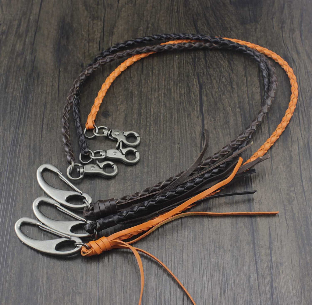 Braided Leather Wallet Chain