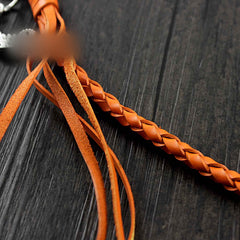 Handmade Braided PIRATE SKULL Leather Cool Punk Rock Wallet Chain Biker Trucker Wallet Chain Trucker Wallet Chain for Men