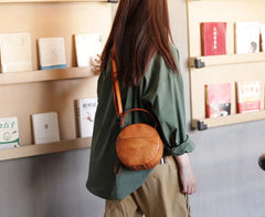 Leather Circle Bag Round Leather Crossbody Bag - Annie Jewel