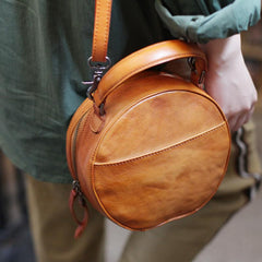 Leather Circle Bag Round Leather Crossbody Bag - Annie Jewel