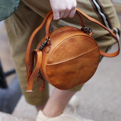 Leather Circle Bag Round Leather Crossbody Bag - Annie Jewel