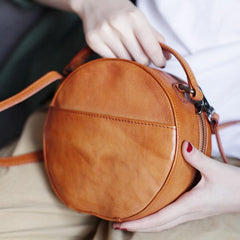 Leather Circle Bag Round Leather Crossbody Bag - Annie Jewel