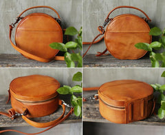 Leather Circle Bag Round Leather Crossbody Bag - Annie Jewel