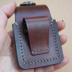 Handmade Coffee Leather Classic Zippo Lighter Case Standard Zippo Lighter Holder Pouch For Men