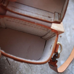 Handmade Brown Leather Mens Small Box Bag Shoulder Bag Messenger Bag for Men
