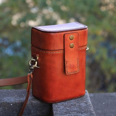 Handmade Brown Leather Mens Small Box Bag Shoulder Bag Messenger Bag for Men