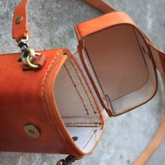 Handmade Brown Leather Mens Small Box Bag Shoulder Bag Messenger Bag for Men