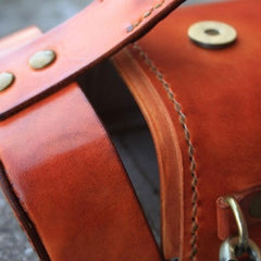 Handmade Brown Leather Mens Small Box Bag Shoulder Bag Messenger Bag for Men