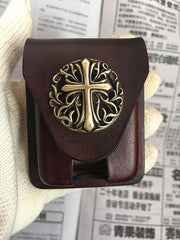 Handmade Black Leather Mens Armor Zippo Lighter Case Zippo Lighter Holder with Belt Loop for Men