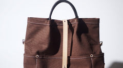 Handmade Canvas Leather Womens Tote Purse Handbag Tote Shopper Bag for Women