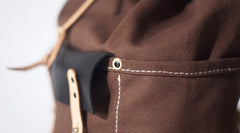 Handmade Canvas Mens Leather Bucket Backpack Travel Backpack Hiking Backpack for Men