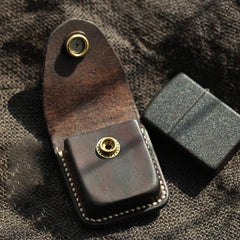 Handmade Coffee Leather Mens Classic Zippo Lighter Case With Belt Loop Lighter Holder For Men