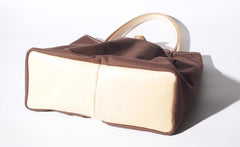 Handmade Coffee Canvas Leather Womens Tote Purse Handbag Tote Shopper Bag for Women