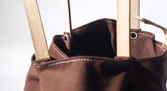 Handmade Coffee Canvas Leather Womens Tote Purse Handbag Tote Shopper Bag for Women