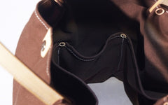 Handmade Coffee Canvas Leather Womens Tote Purse Handbag Tote Shopper Bag for Women