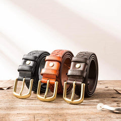 Handmade Cool Braided Leather Mens Belt Leather Belt for Men