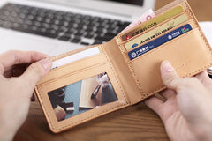 Handmade Cool Leather Womens Mens Bifold Small Wallets billfold Wallet for Men