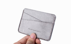 Handmade Cute Pink Gray Leather Women Small Card Holder Card Wallet for Men