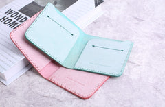 Handmade Cute Slim Leather Womens Bifold Small Wallets billfold Wallet for Women