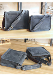 Handmade Dark Coffee Leather Mens 10 inches Courier Bag Brown Messenger Bags Dark Brown Postman Bags For Men