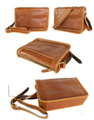 Handmade Dark Coffee Leather Mens 10 inches Courier Bag Brown Messenger Bags Dark Brown Postman Bags For Men