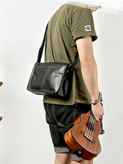 Handmade Dark Coffee Leather Mens 10 inches Courier Bag Brown Messenger Bags Dark Brown Postman Bags For Men