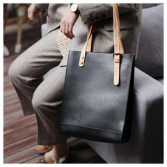 real leather tote bag​ Handmade Black Leather Tote Bags for Women Black Leather Work Tote Bag Tote Leather Bags 