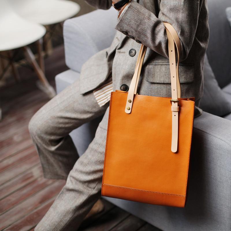 Handmade Tan Leather Tote Bag 12
