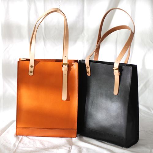Black Tote Leather Bags Handmade Black Leather - Back View