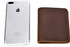 Handmade Genuine Leather Brown Mens Wallet Cool billfold Slim Bifold Wallet for Mens