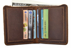 Handmade Genuine Leather Brown Mens Wallet Cool billfold Slim Bifold Wallet for Mens