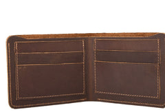 Handmade Genuine Leather Brown Mens Wallet Cool billfold Slim Bifold Wallet for Mens