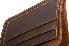 Handmade Genuine Leather Brown Mens Wallet Cool billfold Slim Bifold Wallet for Mens