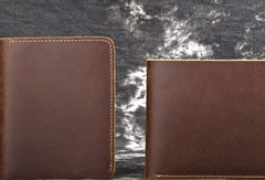 Handmade Genuine Leather Brown Mens Wallet Cool billfold Slim Bifold Wallet for Mens