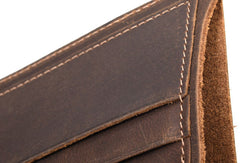 Handmade Genuine Leather Brown Mens Wallet Cool billfold Slim Bifold Wallet for Mens